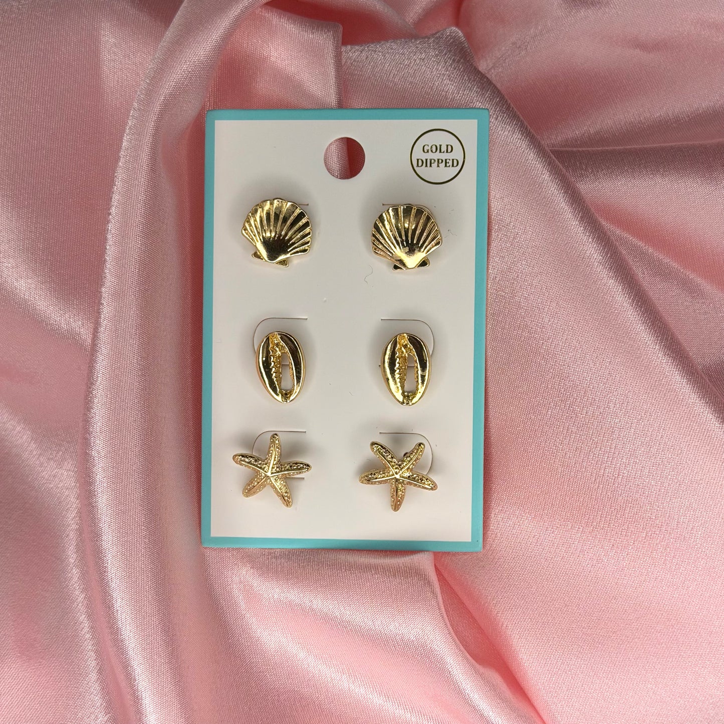 3pc set - Gold Dipped Ocean Earrings