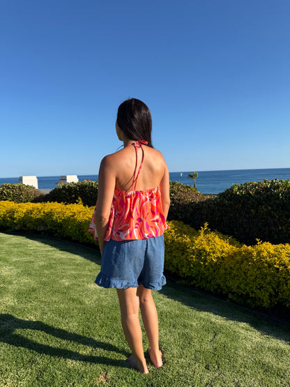 Tropical Sunset Halter Tank Top