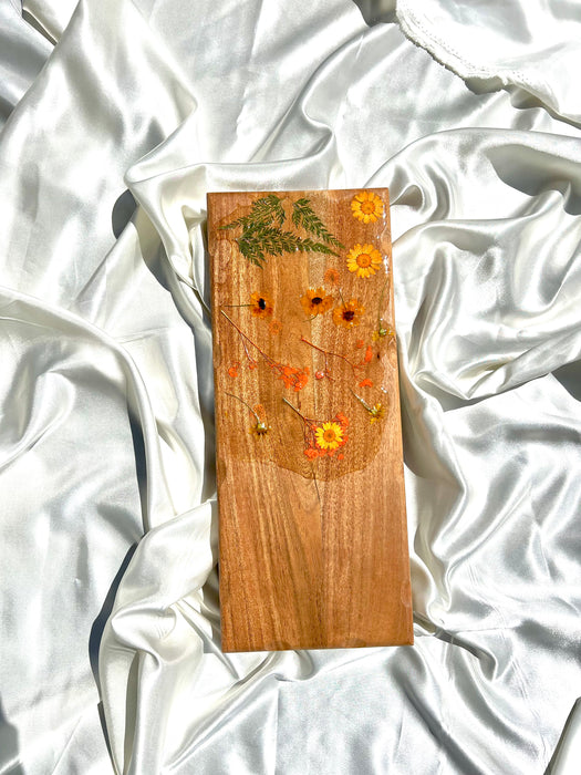 Wild Flower Bronze Glitter Charcuterie Board | Serving Board | Floral Cheese Board