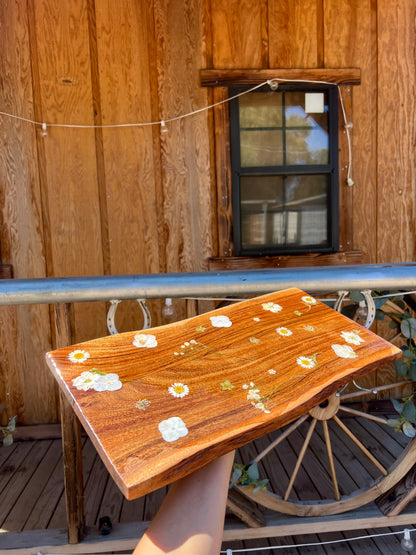 Full wooden floral charcuterie board | bridal shower gift