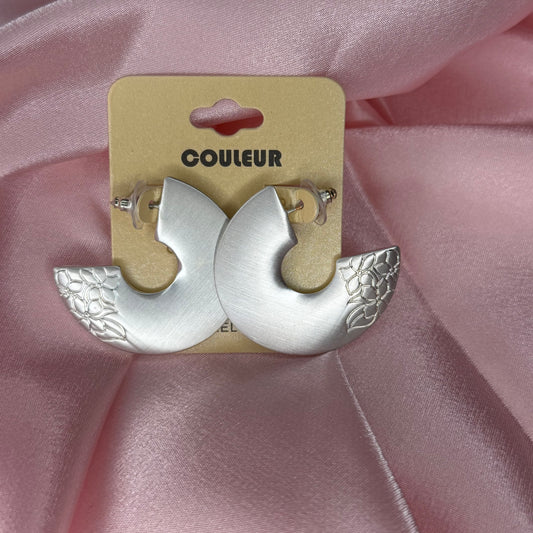Silver Plated Floral Engraved Earrings