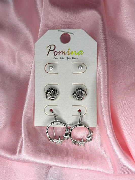 3pc seashell earring set