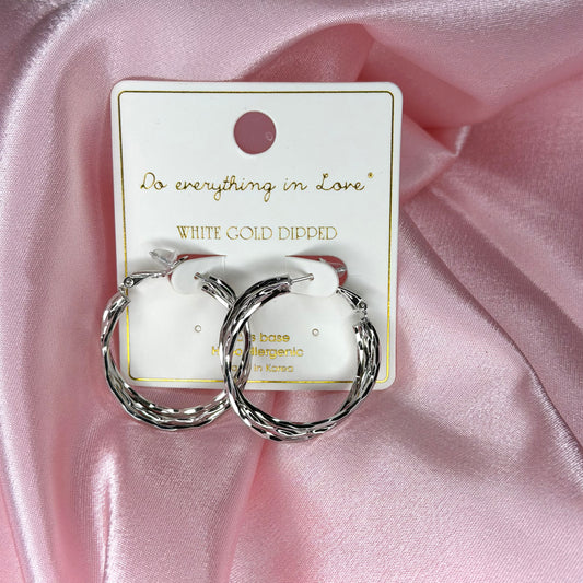 White Gold Dipped Hoop Earrings