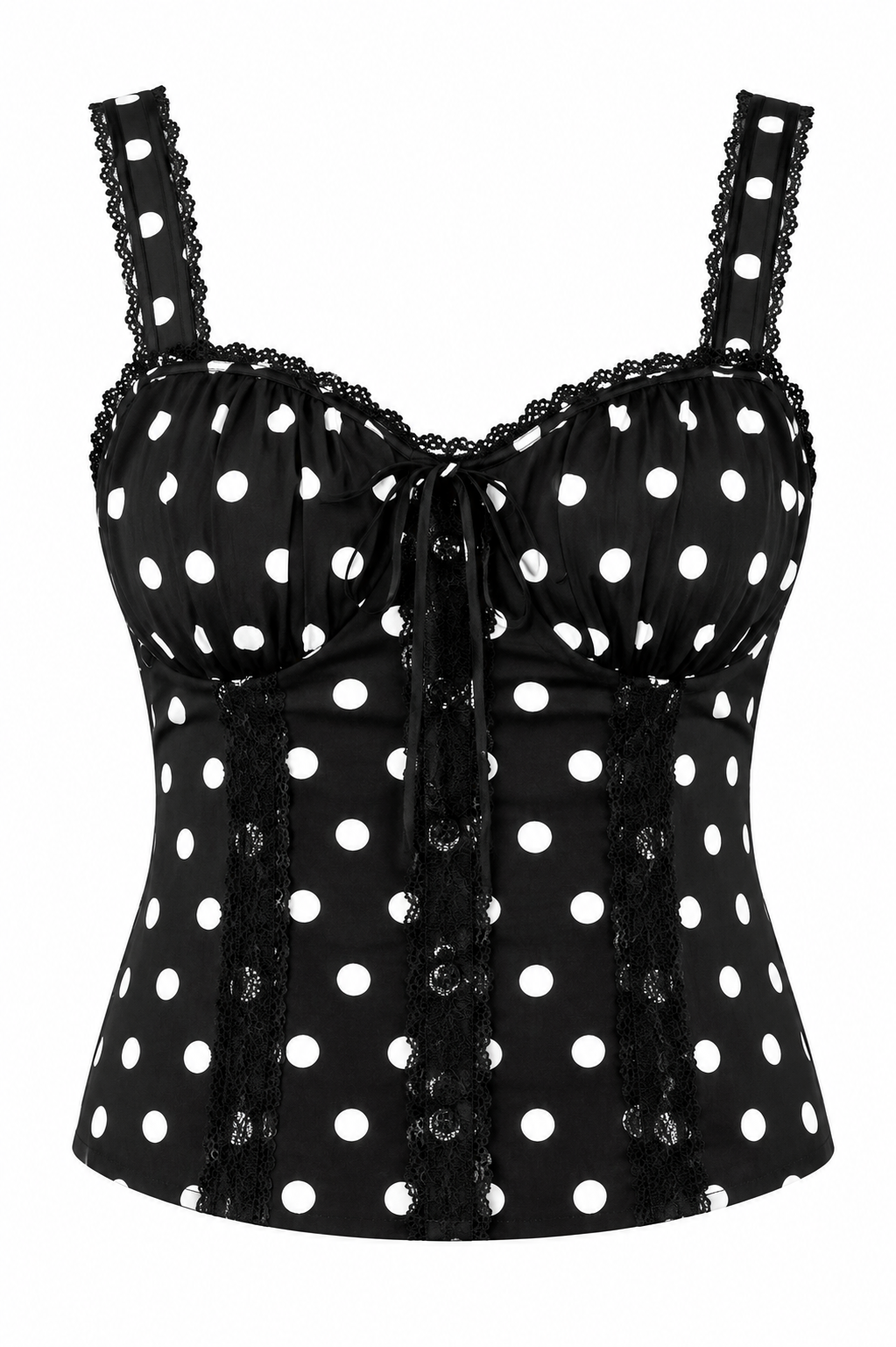 Plus Size French Kiss Black Polka Dot Top
