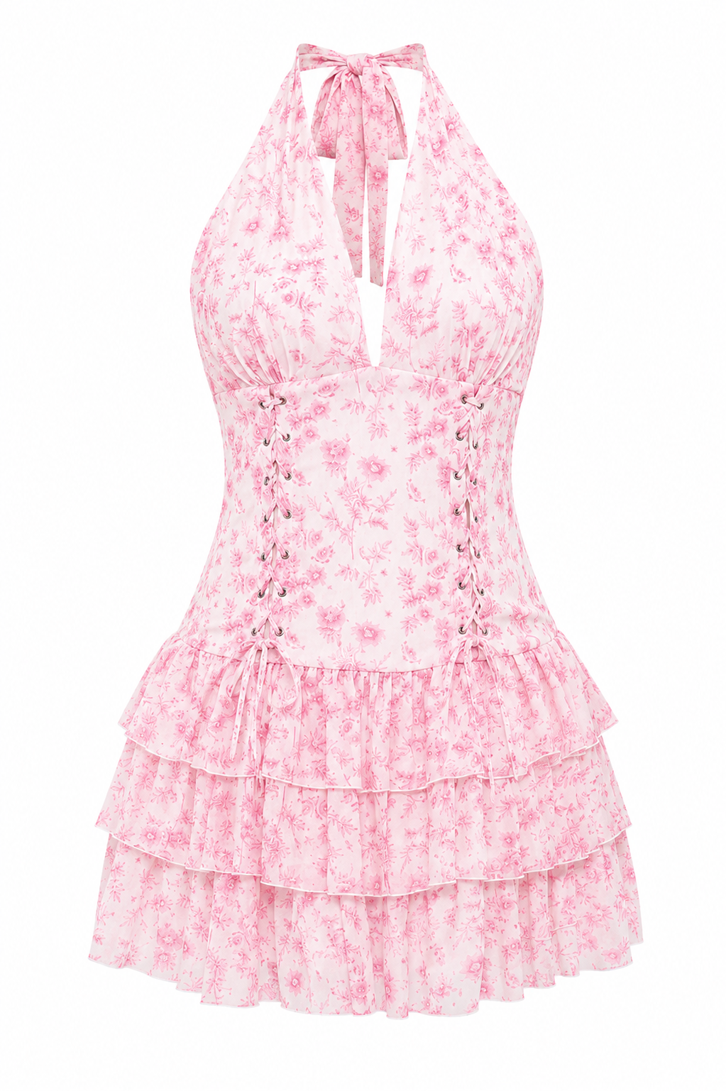 Plus Size Pink Petals Ruffle Dress