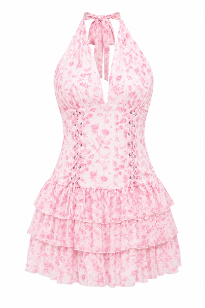 Plus Size Pink Petals Ruffle Dress