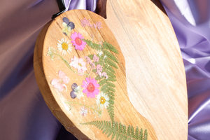 Heart Shaped Pink Flower Charcuterie Board | Floral Resin Board | Serving Tray | Cheese Board | Wild Flower