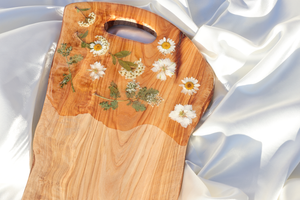 White Flower Charcuterie Board | Floral Resin Board | Serving Tray | Cheese Board | Wild Flower