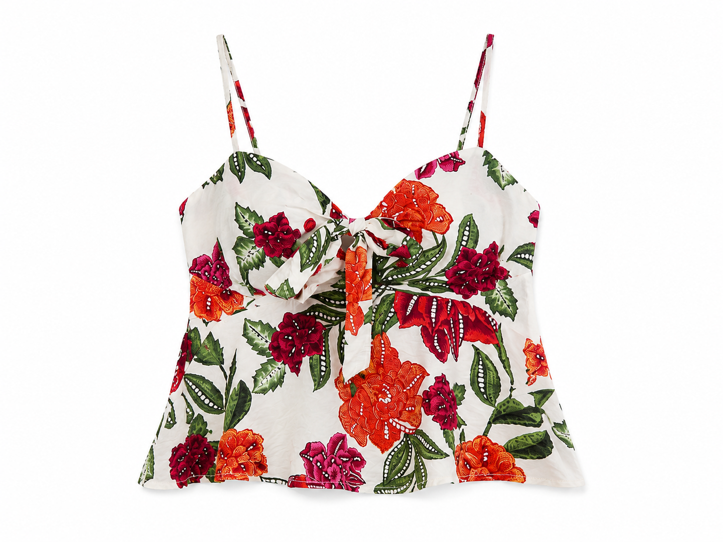 White Blushing Garden Tie Front Cami Top