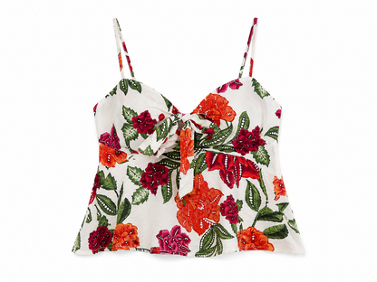 White Blushing Garden Tie Front Cami Top